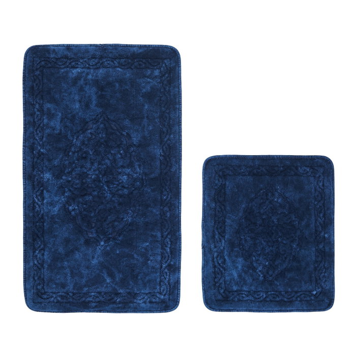 Mijölnir Juego de alfombrillas de baño de algodón 2 piezas Azul oscuro